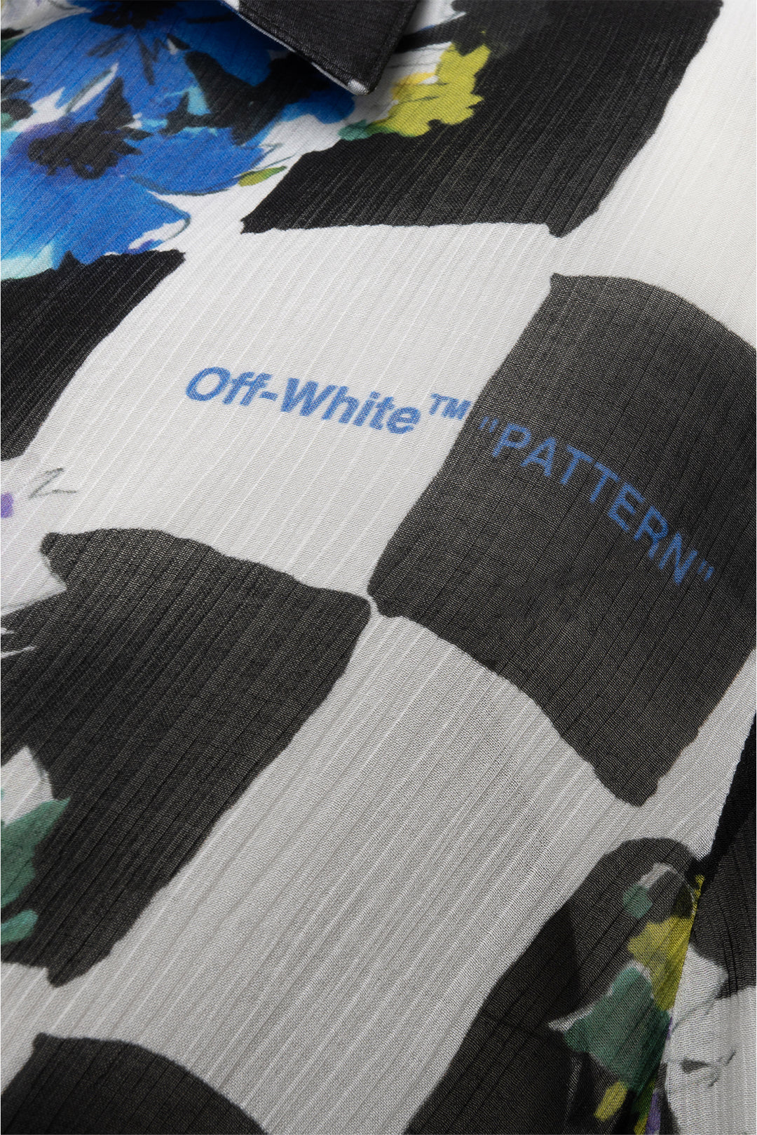 Off White Size 38 Check Flowers Draped Blouse