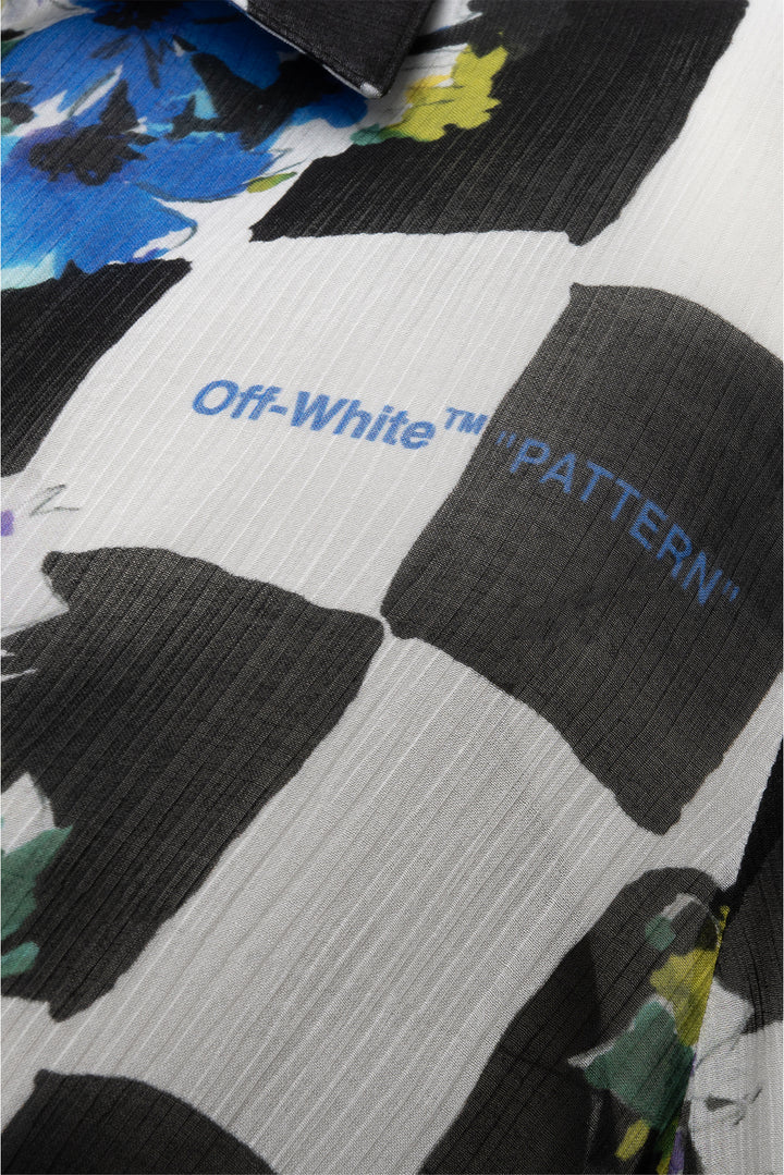 Off White Size 38 Check Flowers Draped Blouse