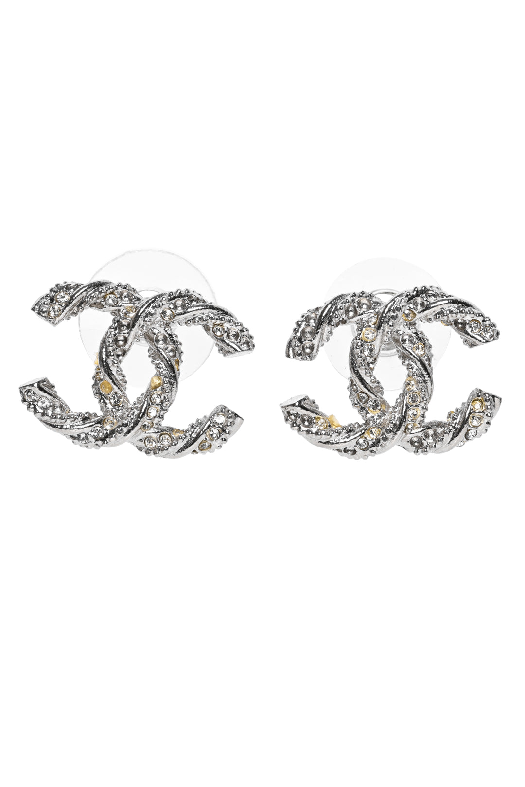 Chanel 2014 Crystal Twisted CC Earrings