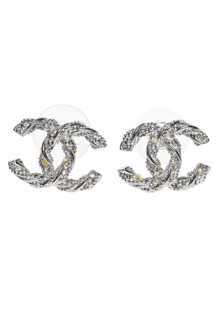 Chanel 2014 Crystal Twisted CC Earrings