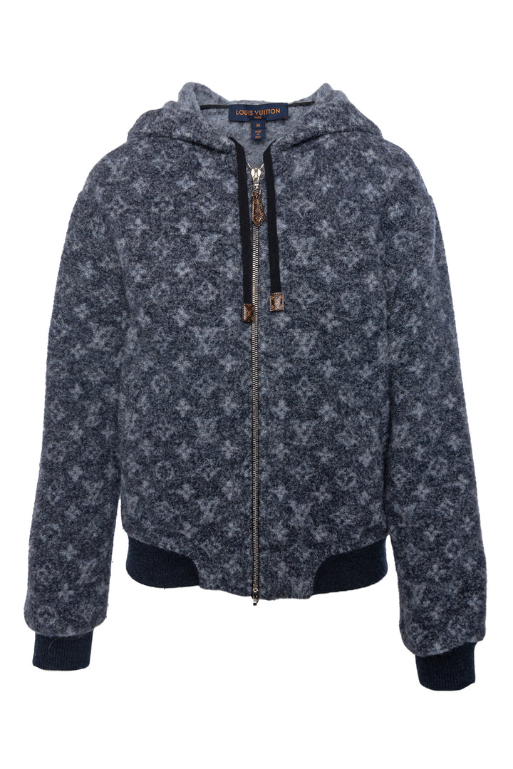 Louis Vuitton Size 36 Lama Blend Hooded Monogram Zip Jacket