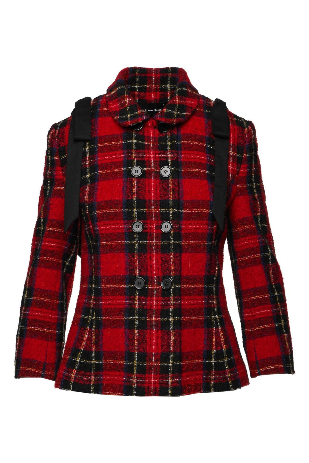 Simone Rocha Size 6 Plaid Bow Double Breasted Jacket