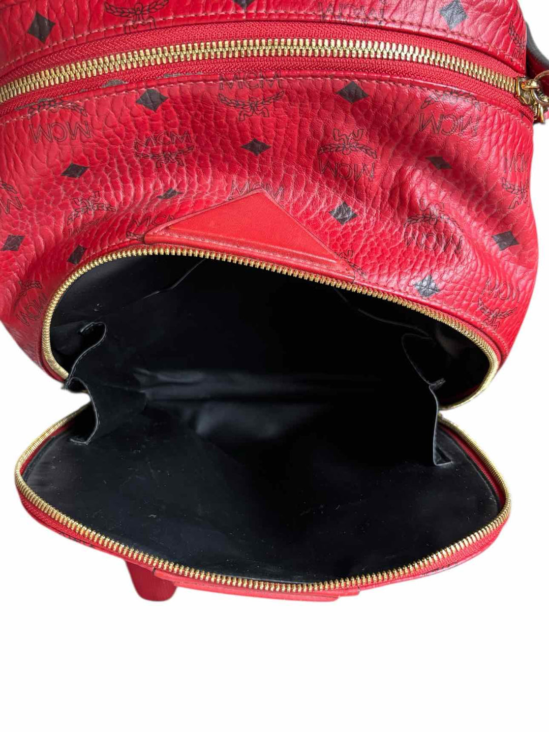 MCM Red Logo Leather BackPack