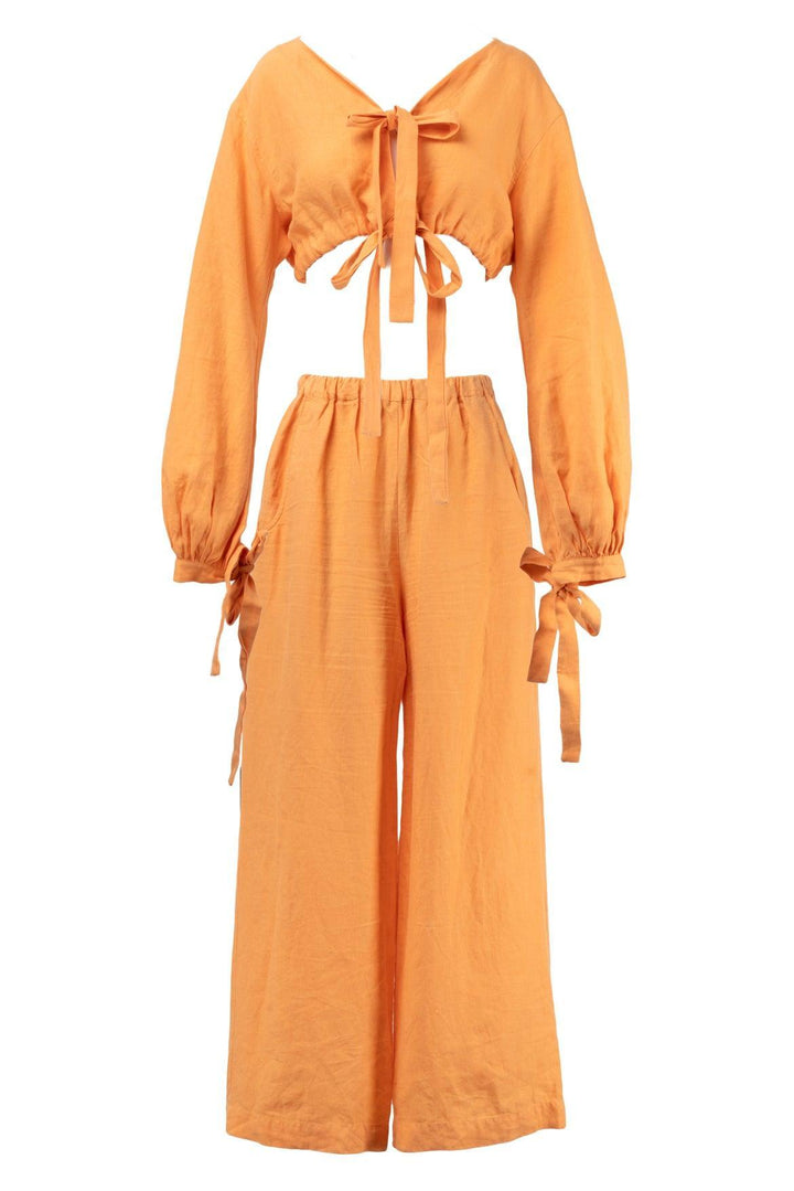 Bondi Born Size S/M Cropped Long Sleeve Top & Pant Set