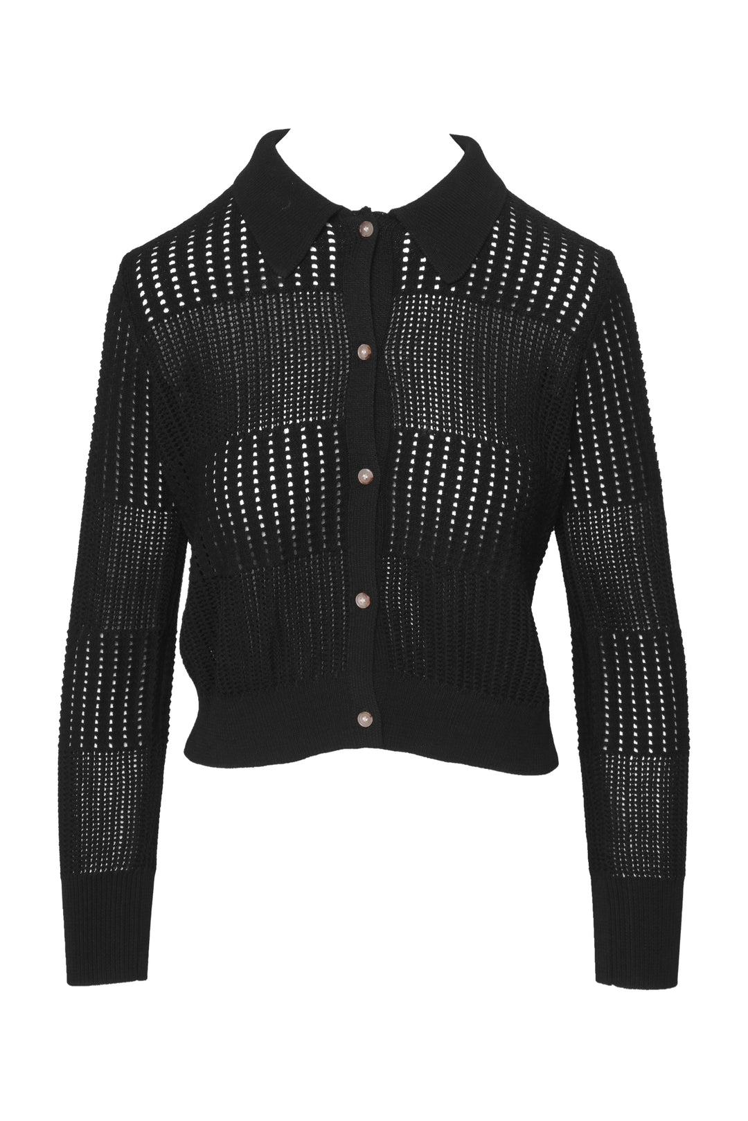 Frame Size S Shrunken Crochet Polo Cardigan