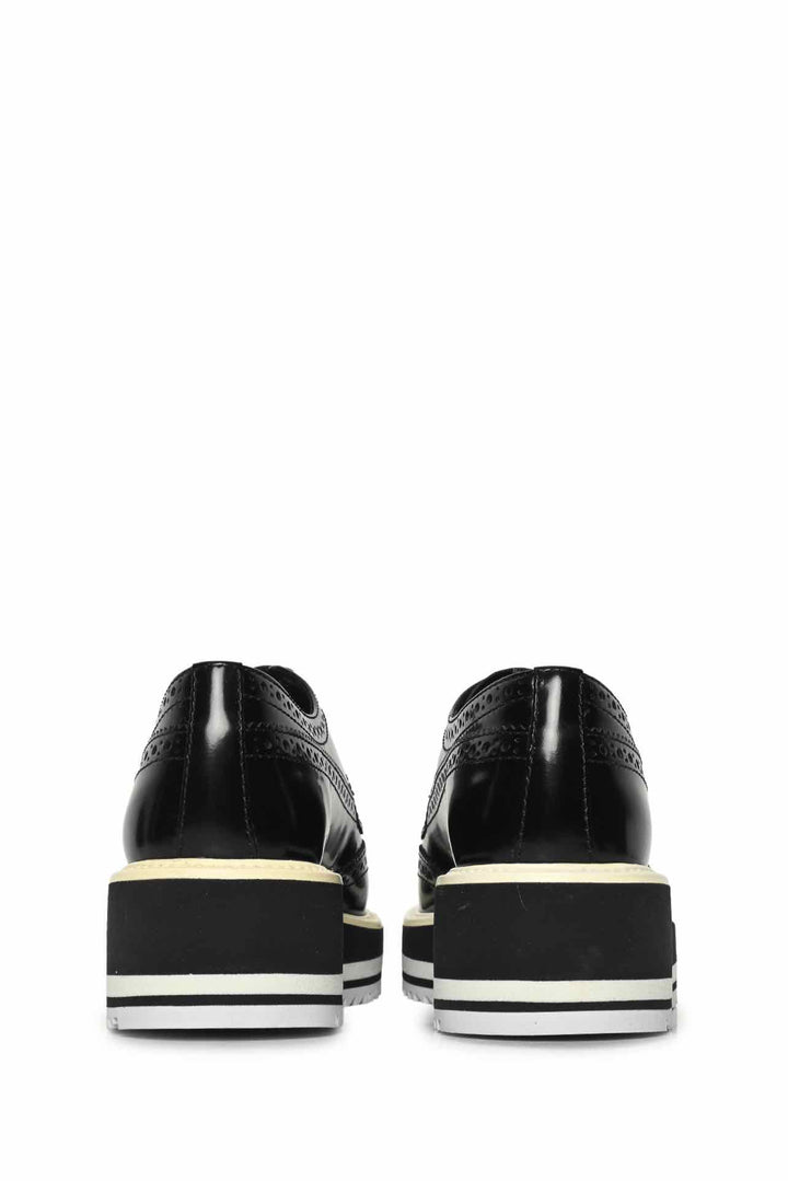 Prada Size 34.5 Wingtip Brogue Platform Derby