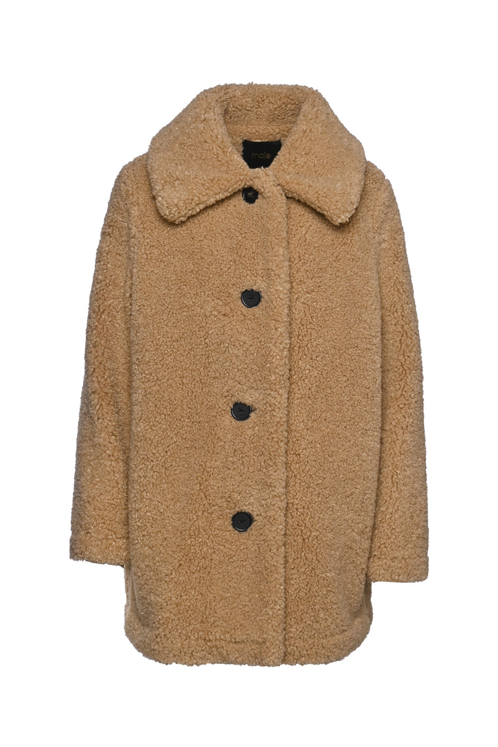 maje Size 40 Gatino Single Breasted Teddy Coat