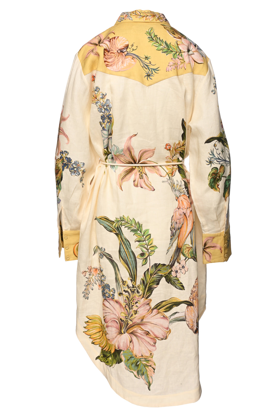 Alemais Size 4 Oleander Printed Flax Midi Shirt Dress