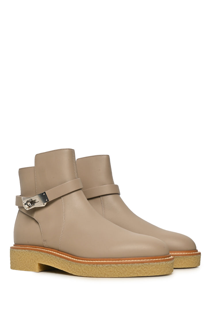 Hermes Size 38.5 Calfskin History Ankle Boots