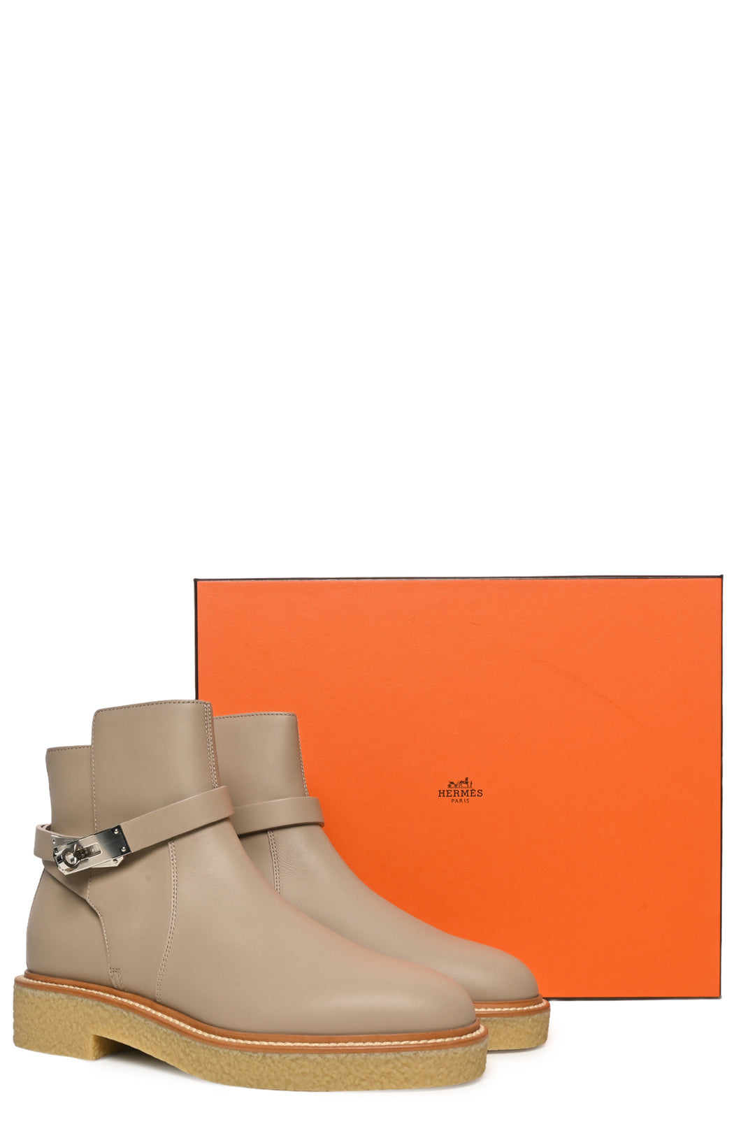 Hermes Size 38.5 Calfskin History Ankle Boots