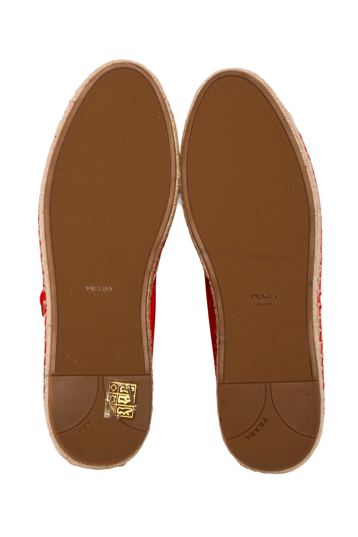 Prada Size 40 Satin Mary Jane Espadrille Flats