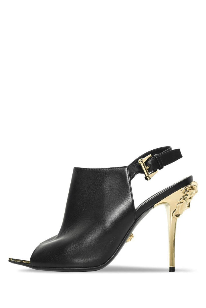 Versace Size 39 Slingback Peep Toe Leather Pumps