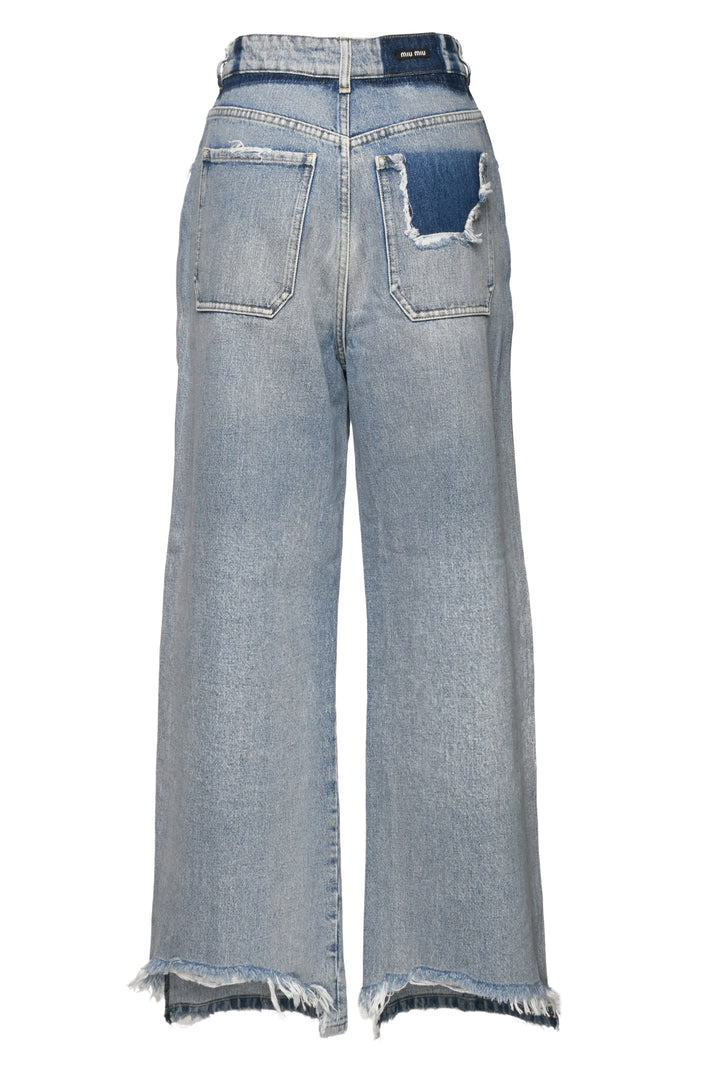 Miu Miu Size 25 Distressed Wide Leg Jeans