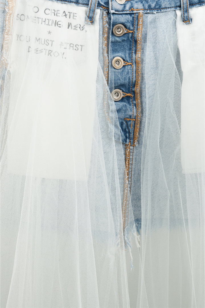 Unravel Project Size 36 Tulle Overlay Denim Skirt