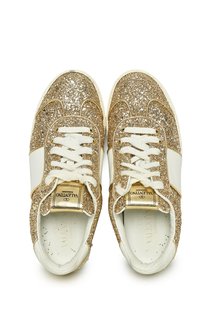 Valentino Size 36.5 Rockstud Glitter Sneakers