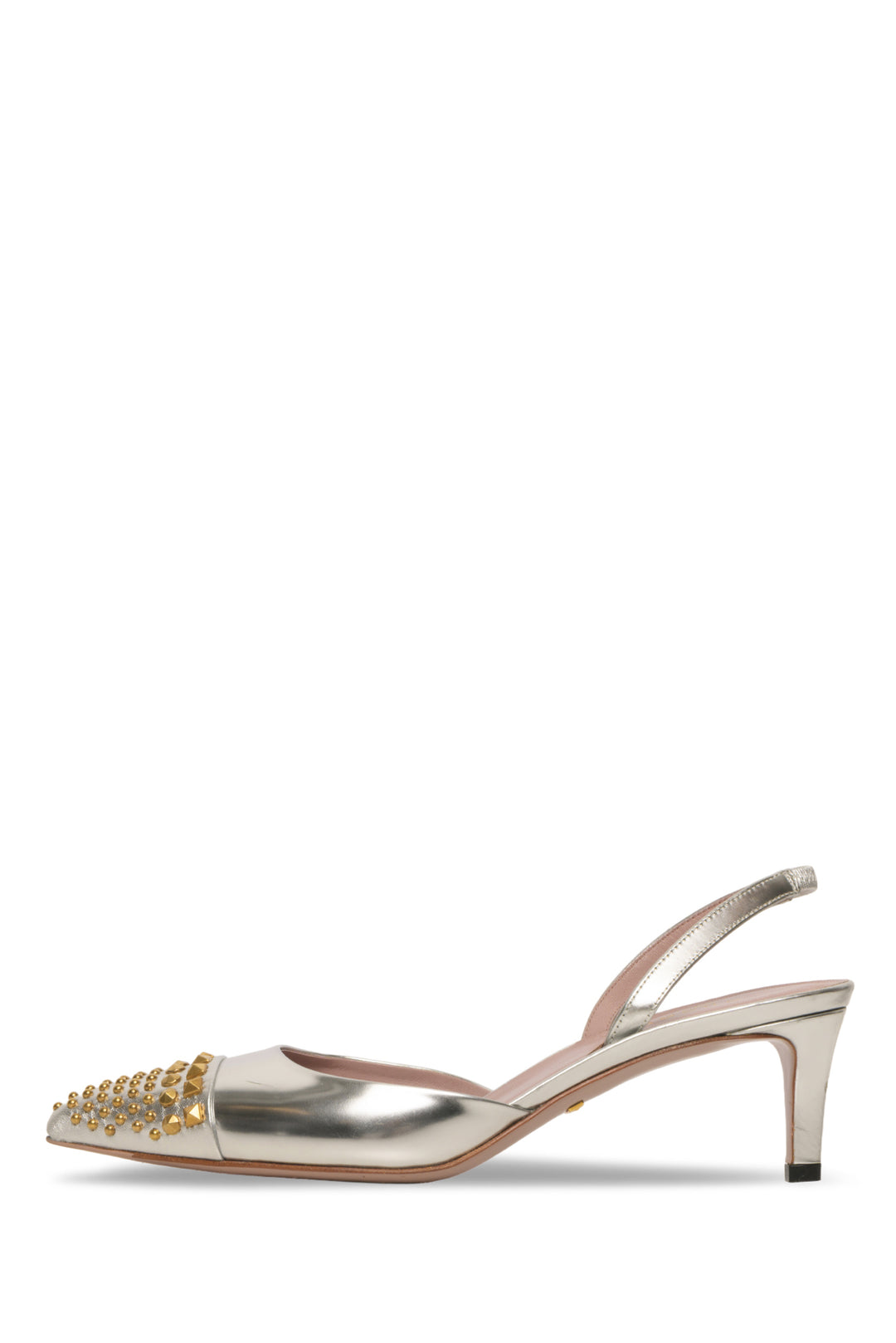 Gucci Size 37.5 Patent Leather Coline Studded Slingback Pumps