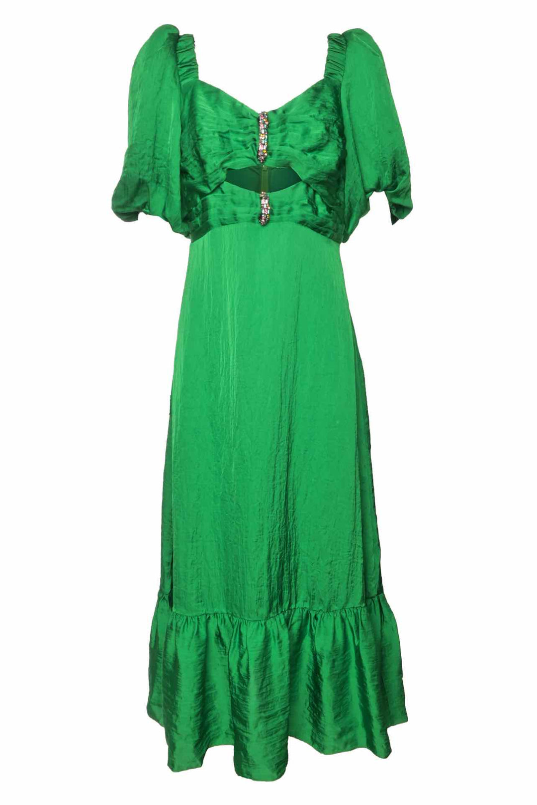 Sandro Size 42 Falbala Rhinestone Embellished Maxi Dress