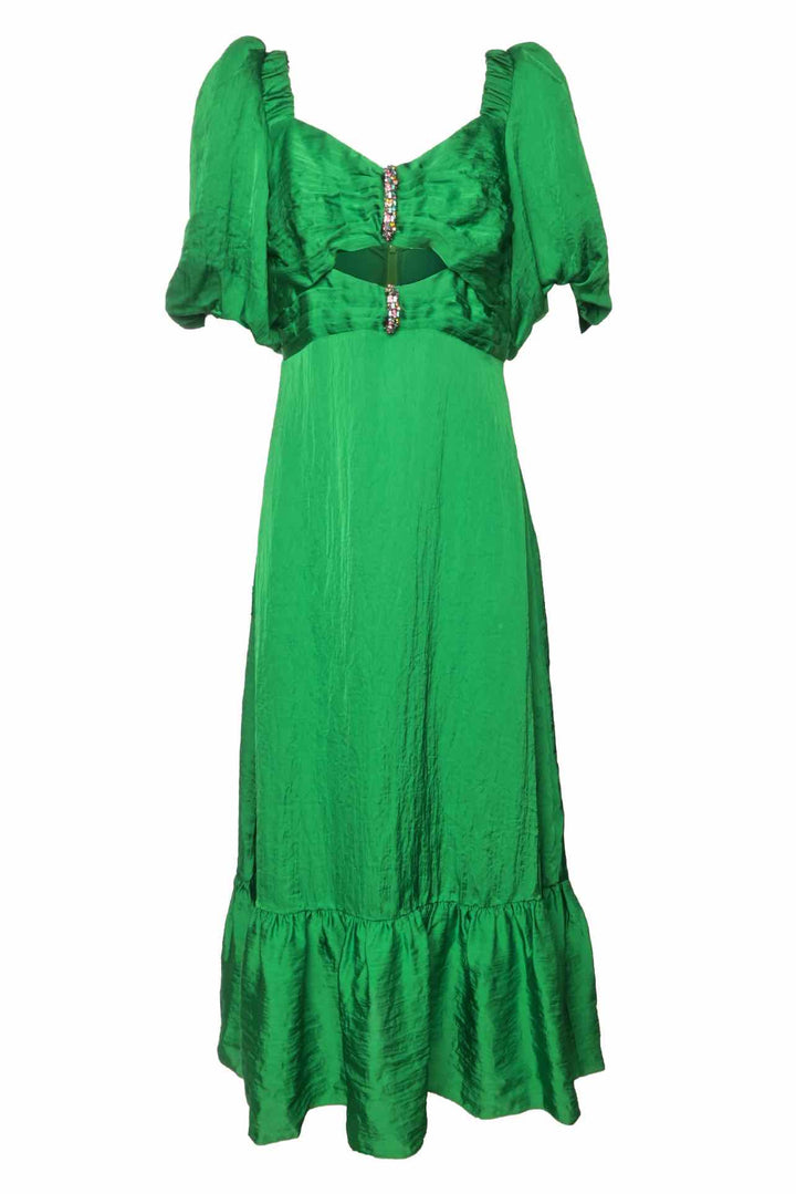 Sandro Size 42 Falbala Rhinestone Embellished Maxi Dress