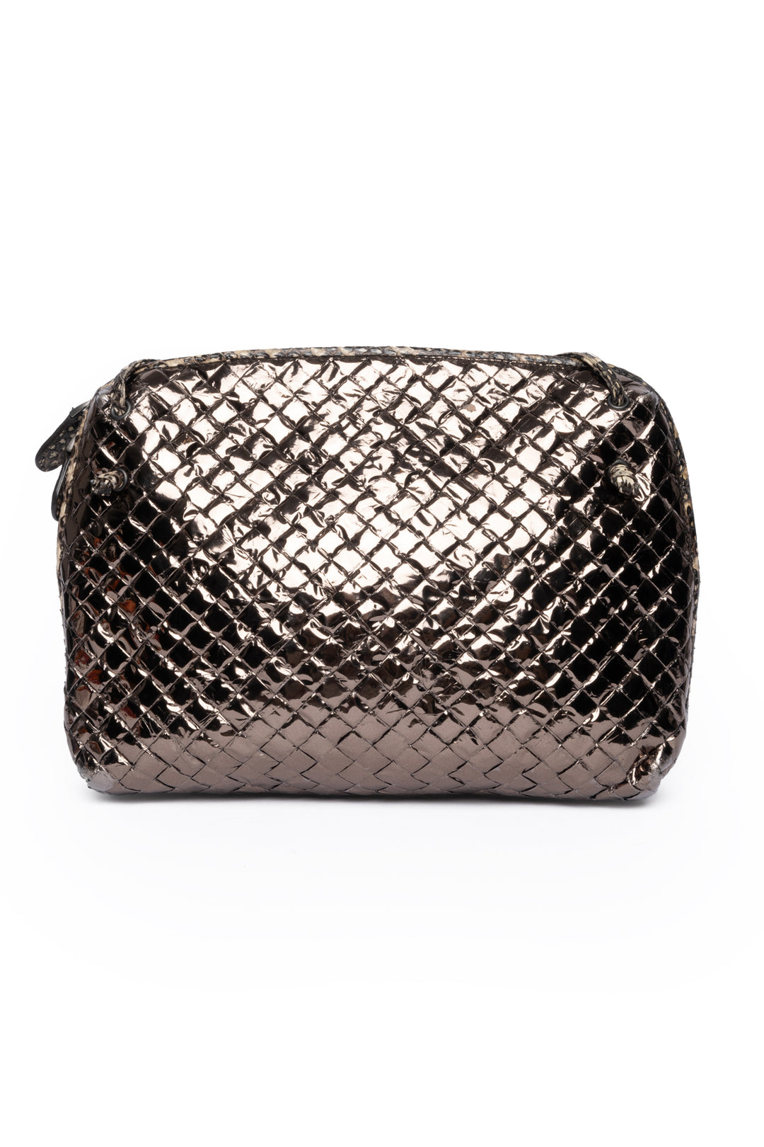 Bottega Veneta Metallic Ayers Intrecciato Nodini Crossbody