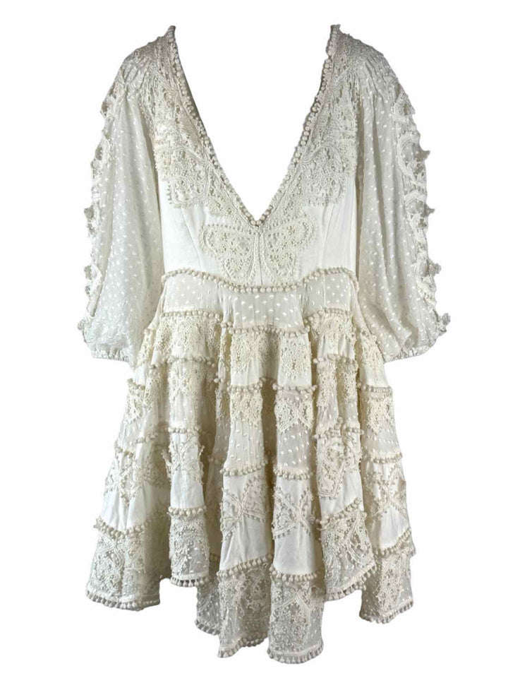 Zimmermann Size 2 Painted Heart Lace Embroidered Cotton, Silk & Linen Sun Dress