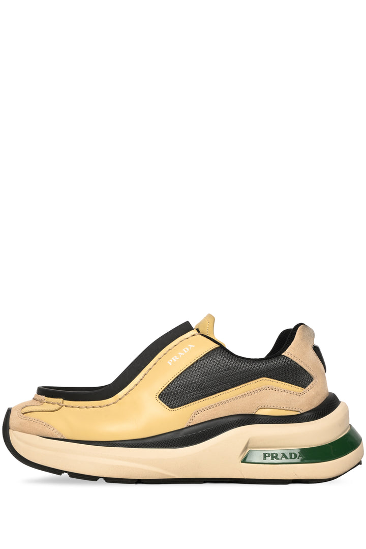 Prada Mens Shoe Size 8 Systeme Brushed Leather Sneakers