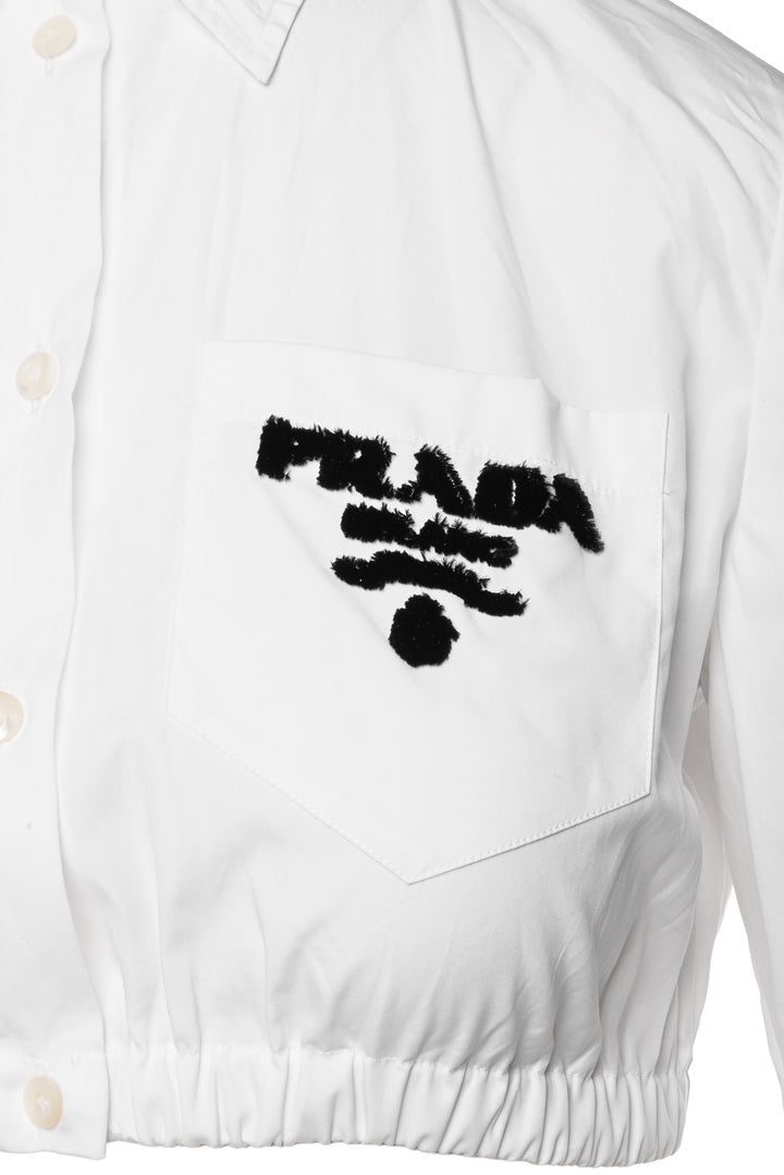 Prada Size 38 2021 Logo Cropped Shirt