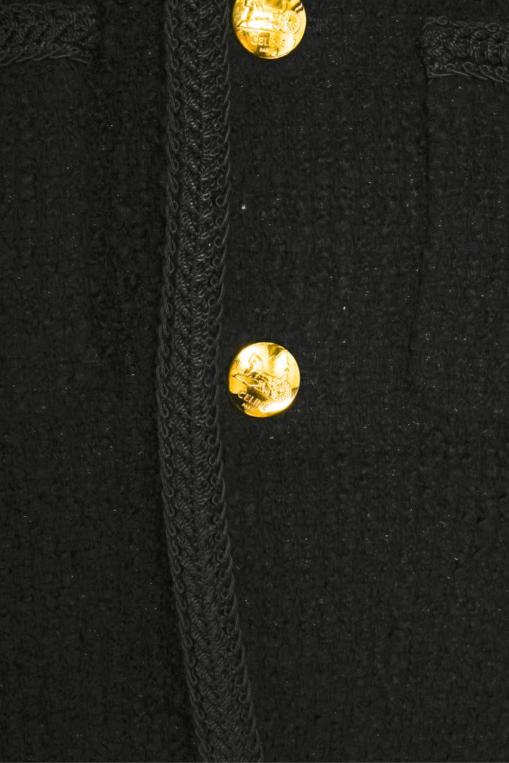 Celine Size 34 Boucle Tweed Chasseur Jacket