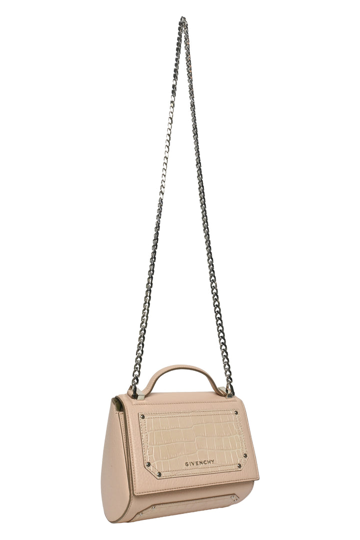 Givenchy 2016 Mini Croc Embossed Pandora Box Crossbody
