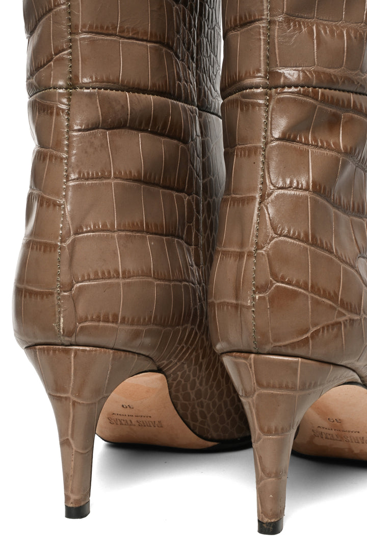 Paris Texas Size 39 Croc Embossed Leather Boots