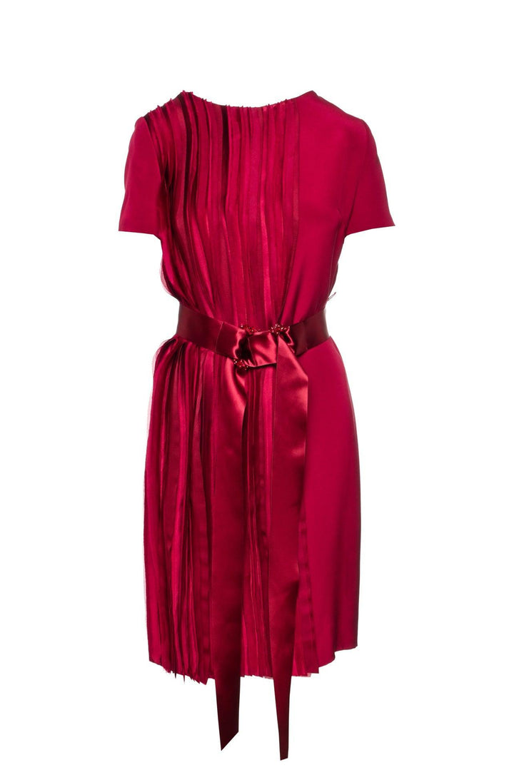 Oscar De La Renta Size 8 Silk Pleated Dress