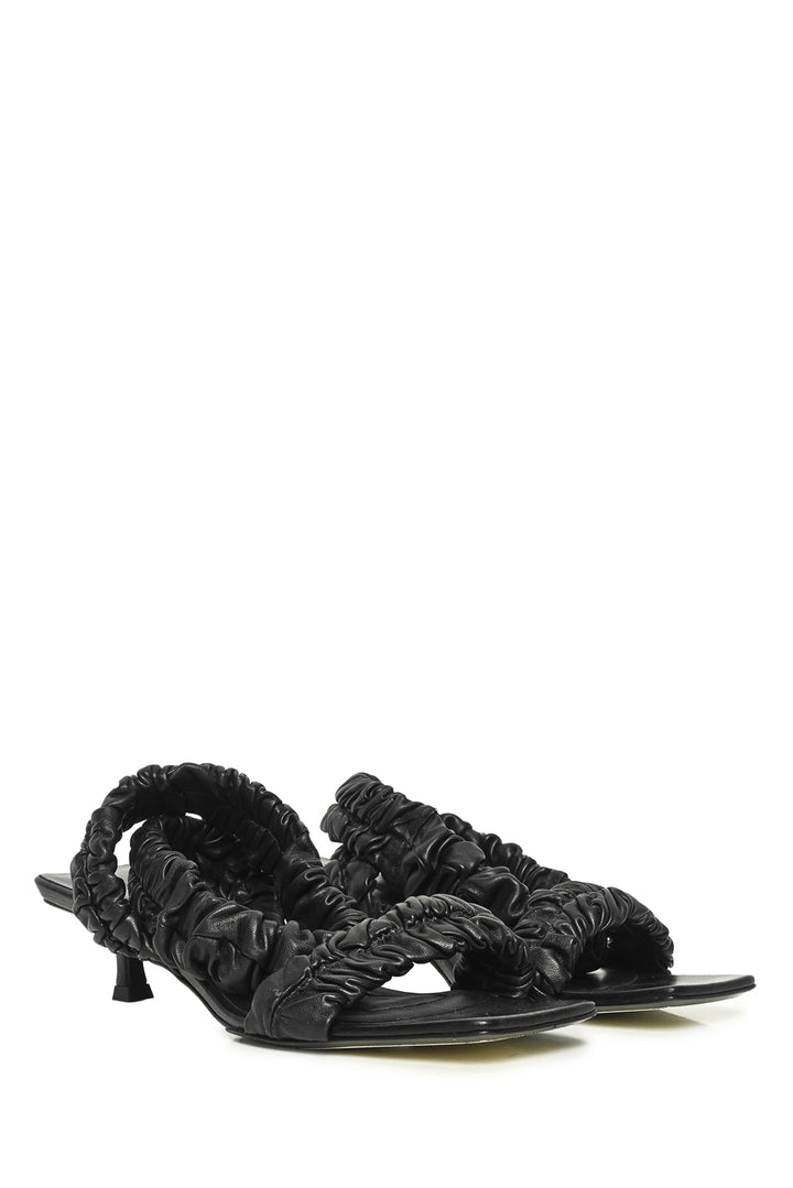 Khaite Size 39 Lexington Ruched Leather Kitten-Heel Sandals
