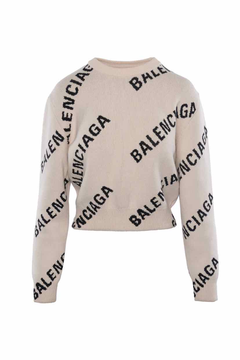 Balenciaga Size XS All Over Logo Sweater