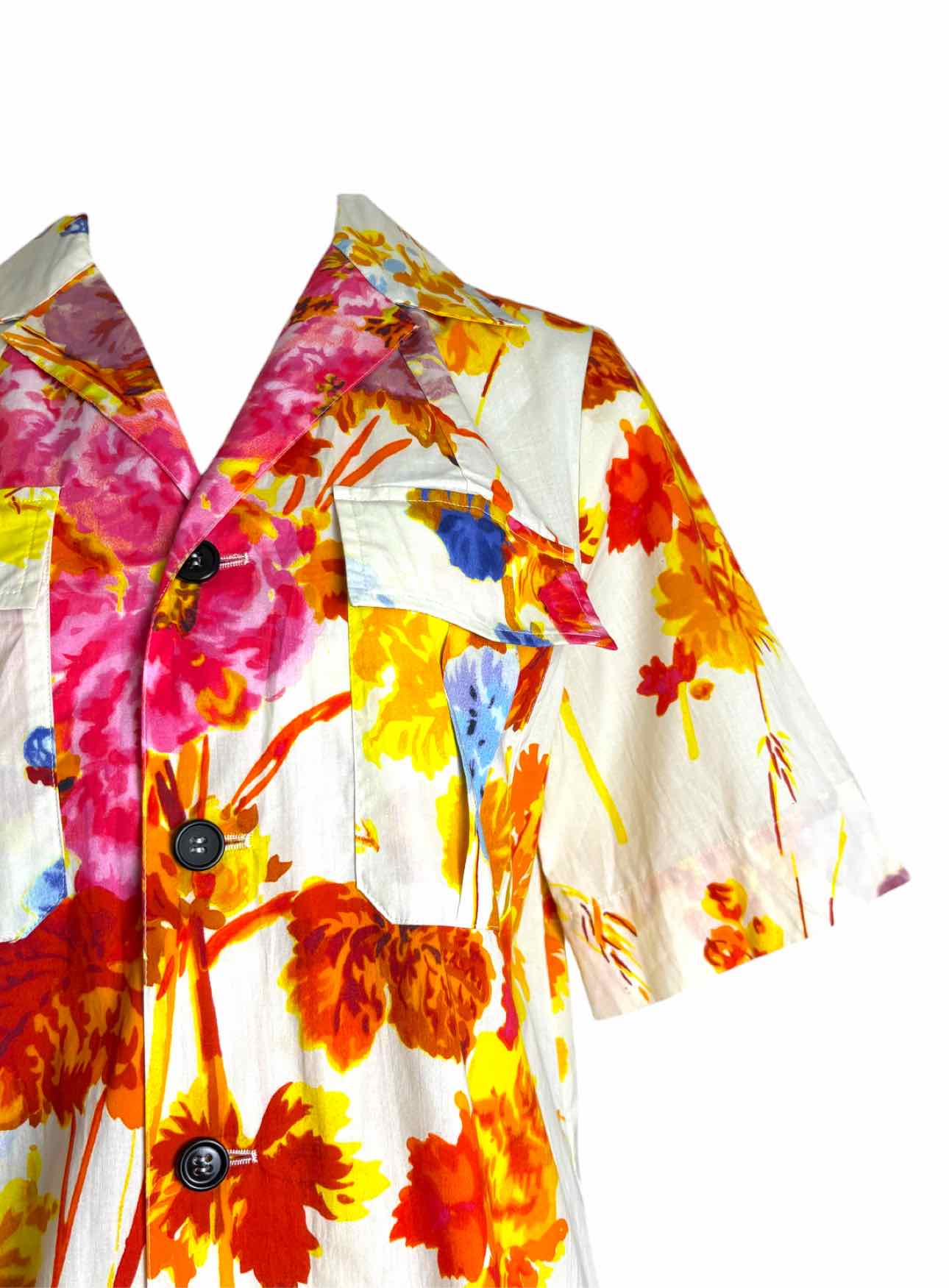 ワンピース DRIES VAN NOTEN Floral Shirt Dress Dries Van Noten Size 36 Floral Cotton Shirt Dress - Luxury Used