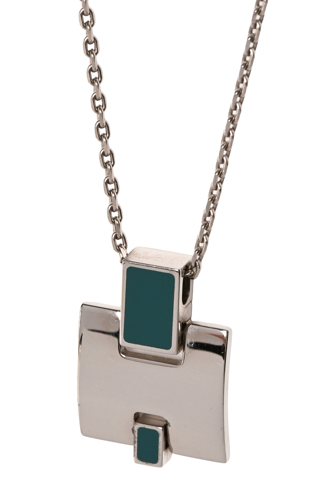 Hermes Palladium Lacquered Eileen H Pendant Necklace