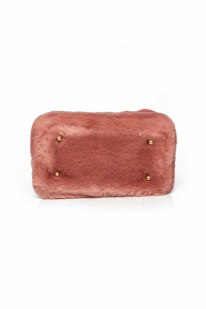 Shrimps Faux Fur Beaded Handle Bag