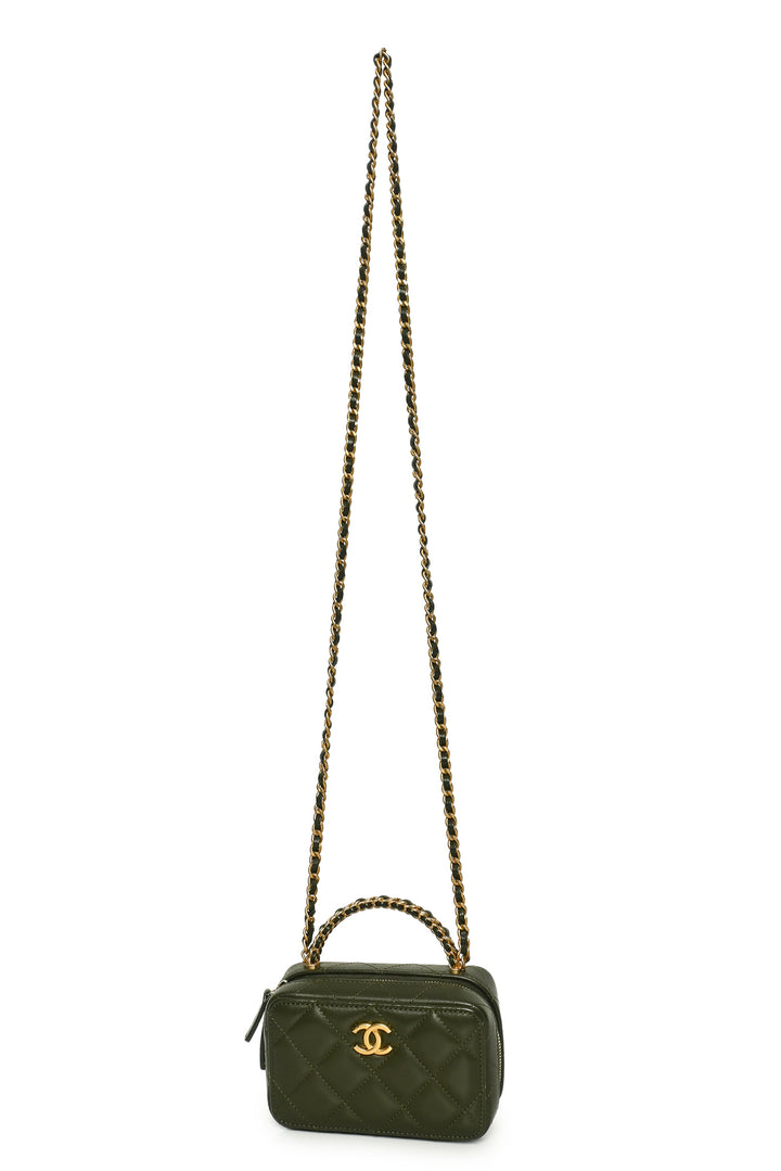 Chanel Quilted Chain Top Handle Mini Vanity Case Crossbody