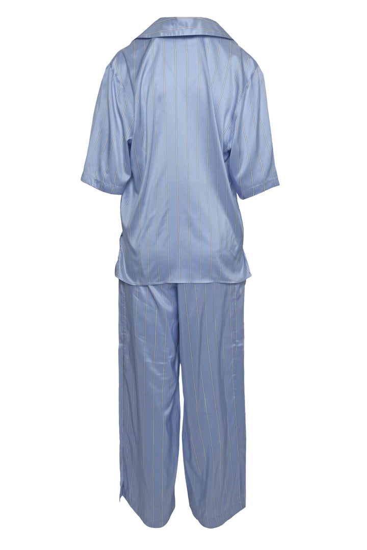 LE KASHA Size S Striped Silk Short Sleeve Shirt & Pant Set