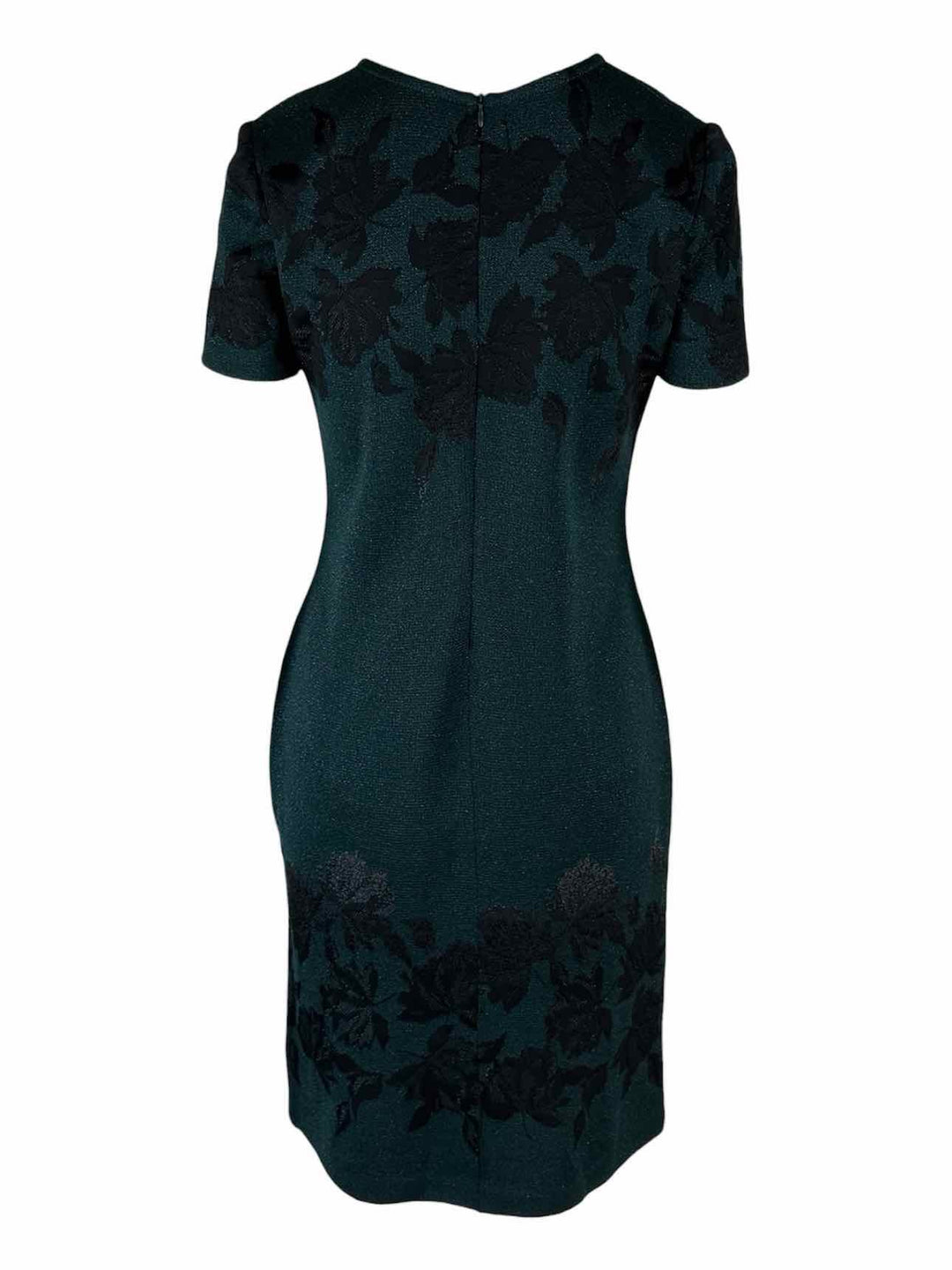 St. John Size 6 Floral Sparkle Knit Midi Dress