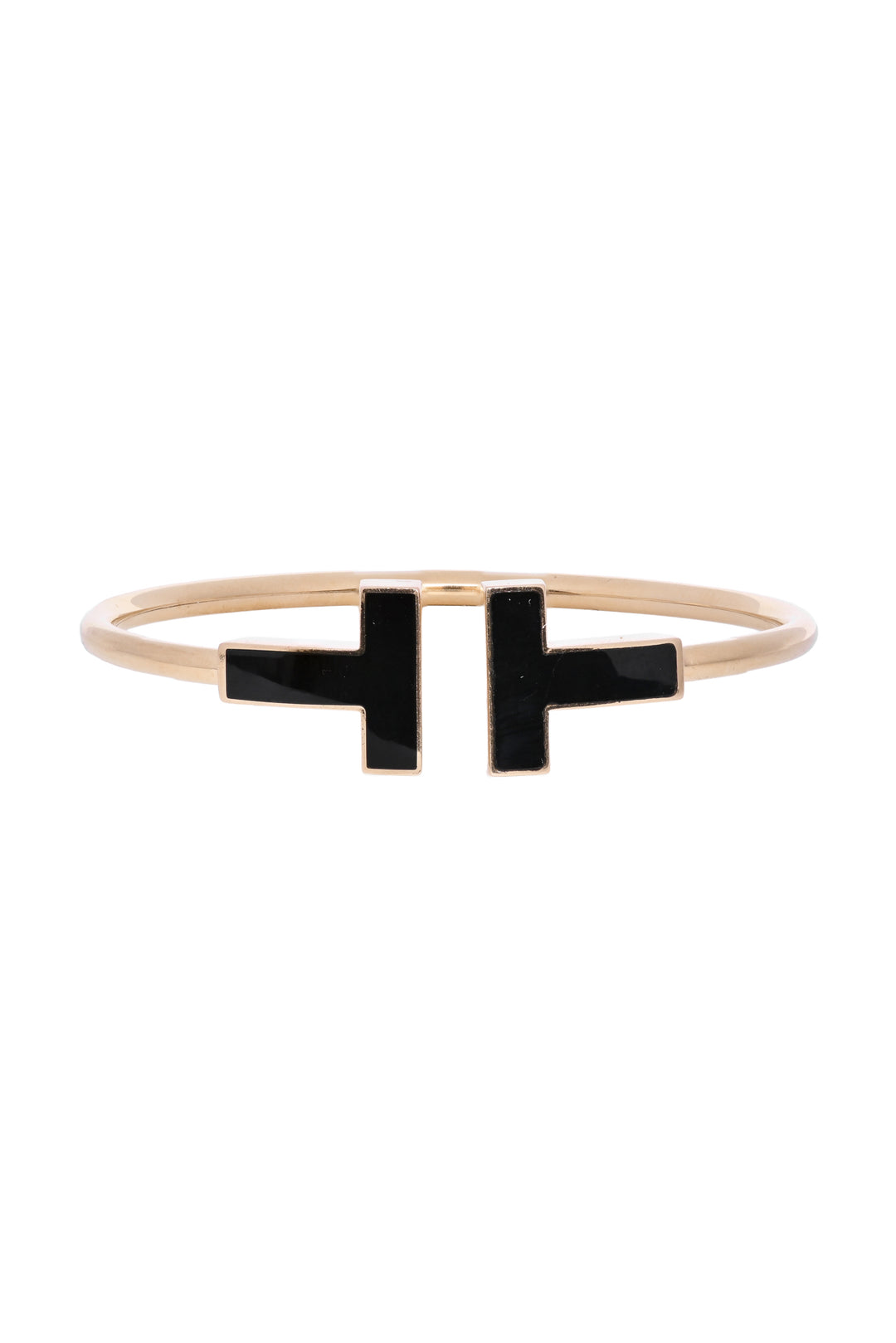 Tiffany & Co 18K Yellow Gold Black Onyx T Wire Bracelet