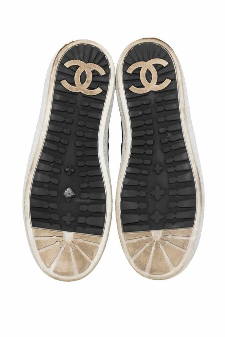 Chanel Size 37 Tweed Slip On Sneakers