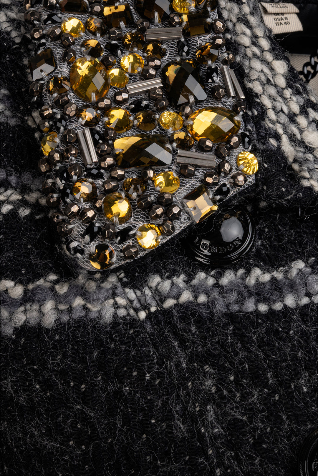 Burberry Size 6 Embellished Checked Wool Jacket