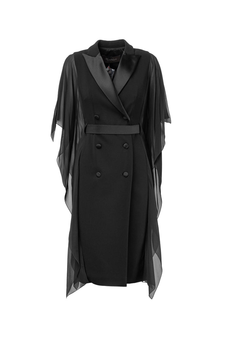 Maxmara Size 2 Palomba Silk Chiffon Sleeve Tuxedo Dress