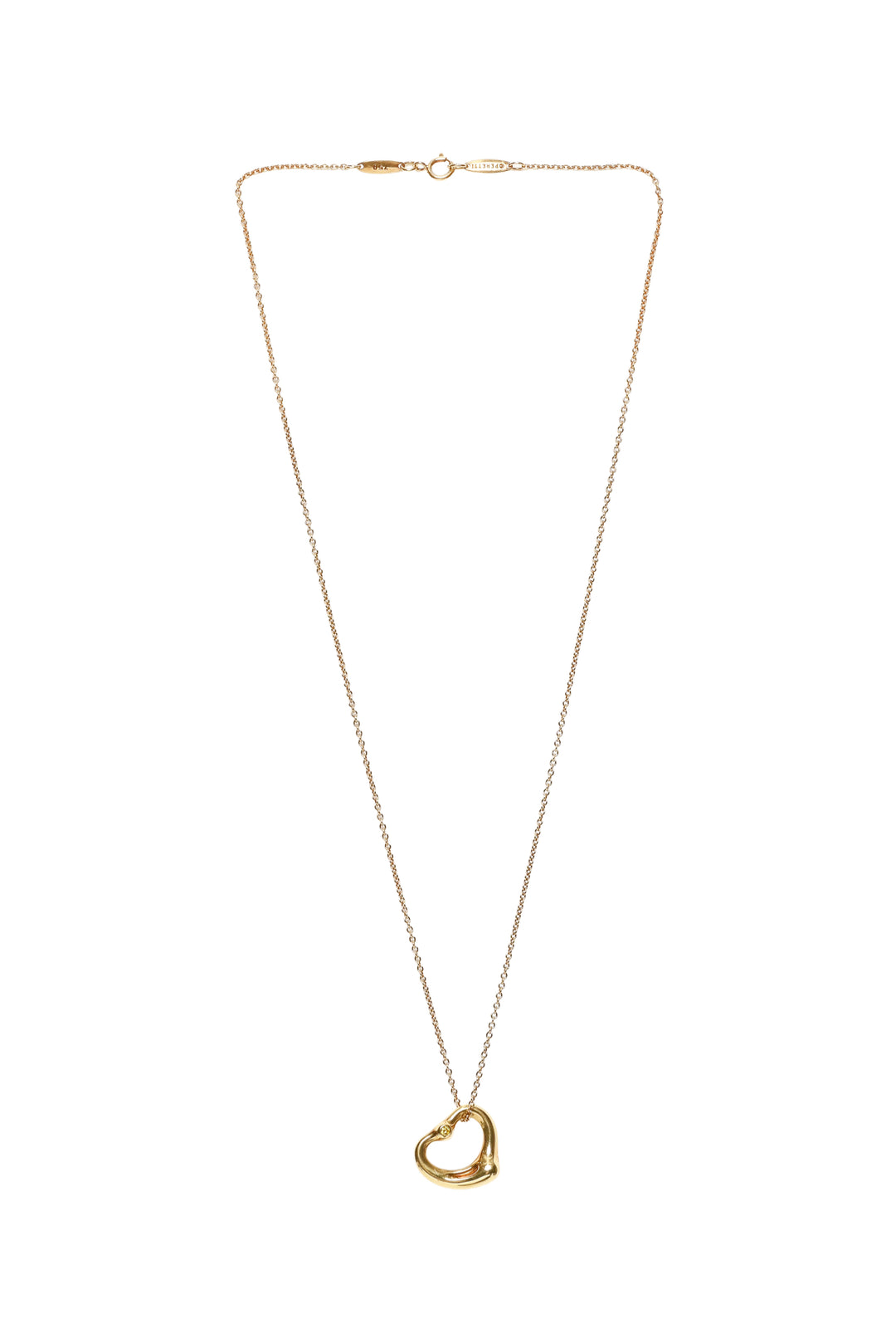 Tiffany & Co x Elsa Peretti 18K Yellow Gold 1 Diamond Open Heart Necklace