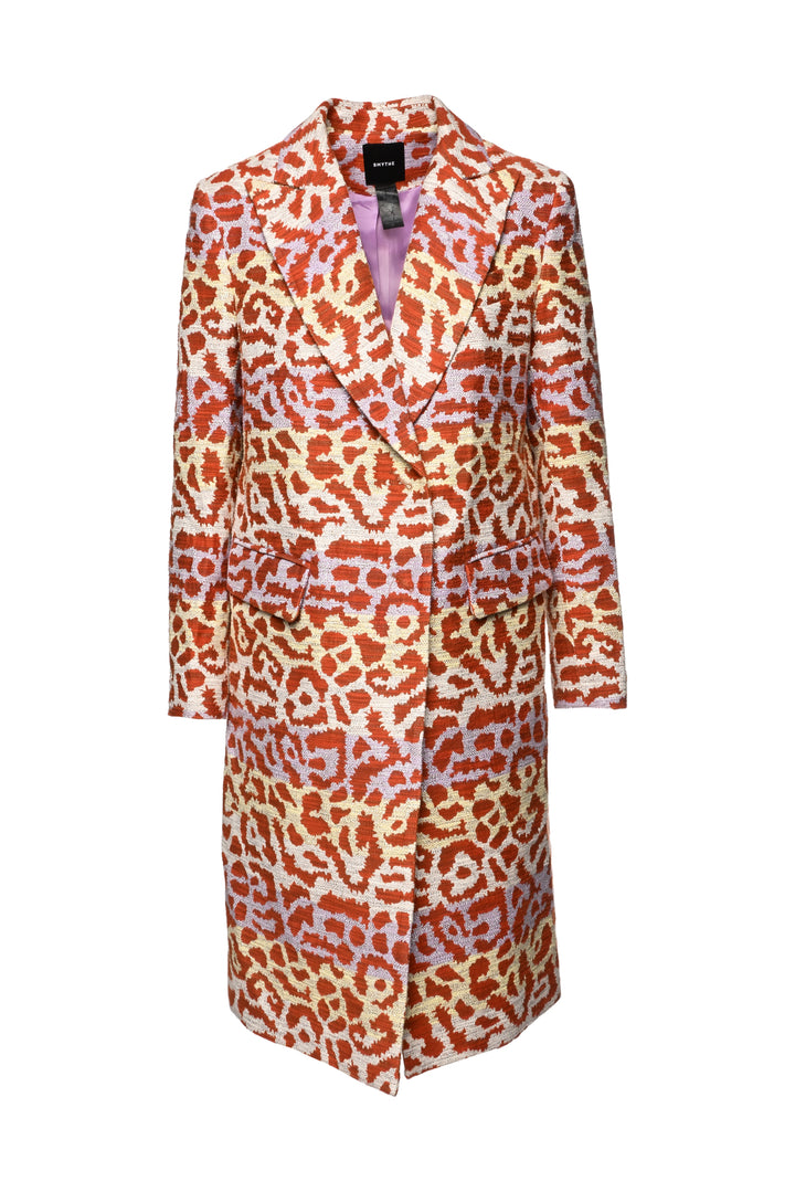 Smythe Size 10 Leopard Print Peaked Lapel Overcoat
