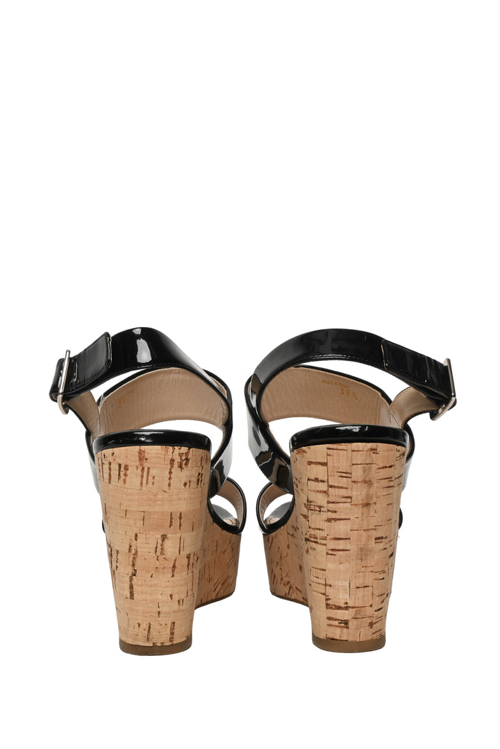 Prada Size 38.5 Patent Leather & Cork Wedges