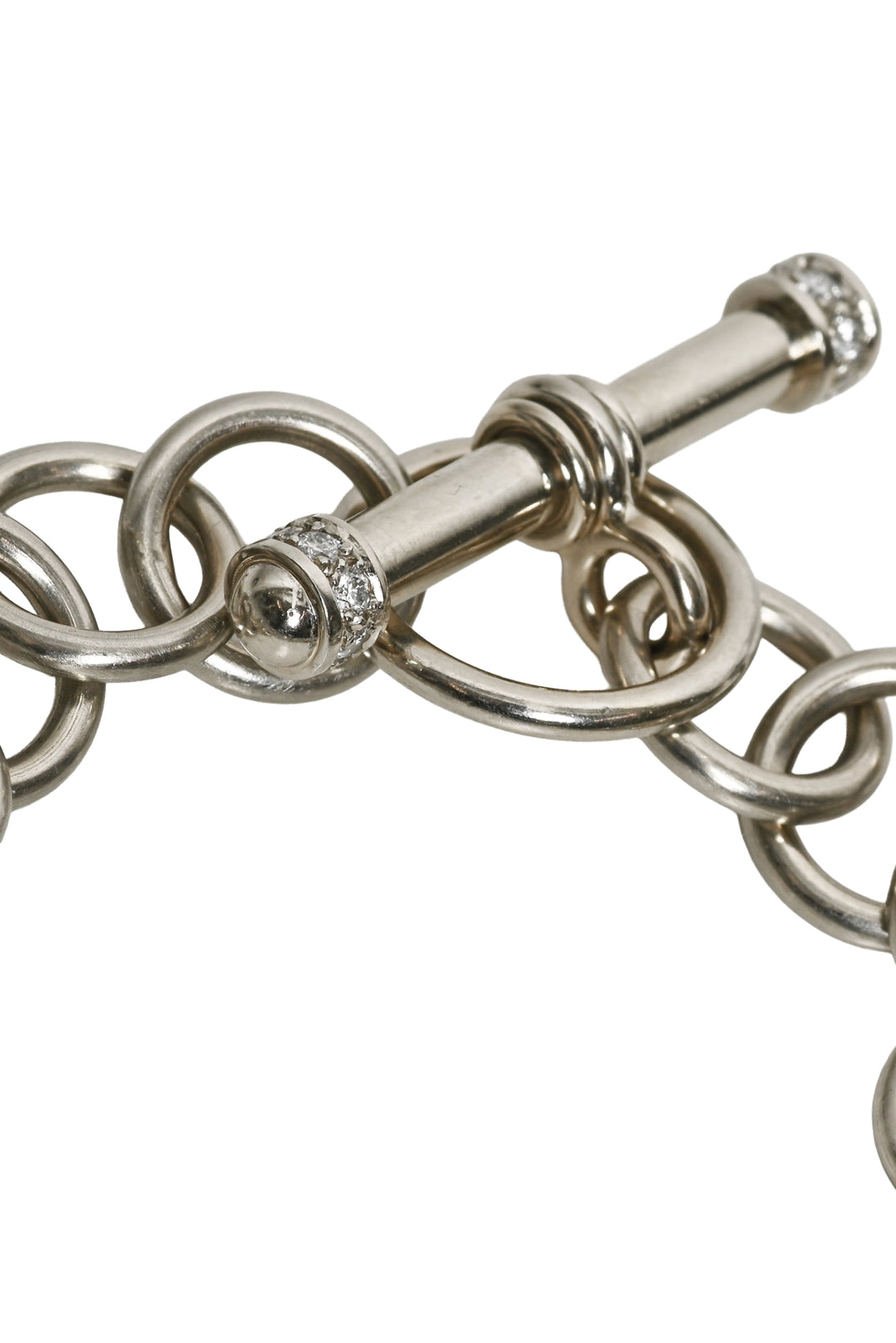 Stittgen 14K White Gold Diamond Toggle Bracelet