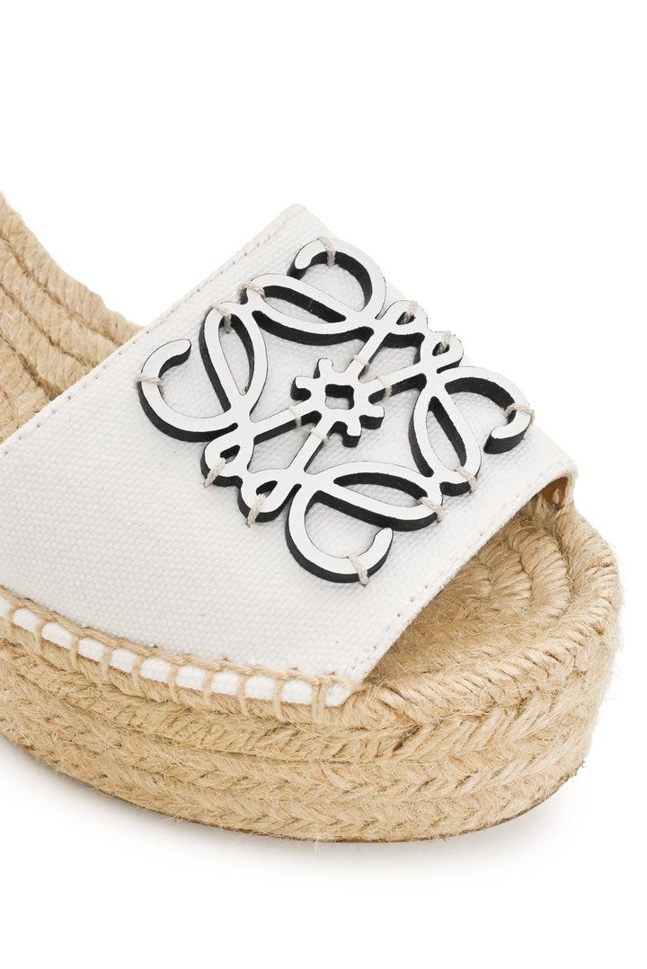Loewe Size 35 Canvas & Leather Espadrille Wedge Sandals