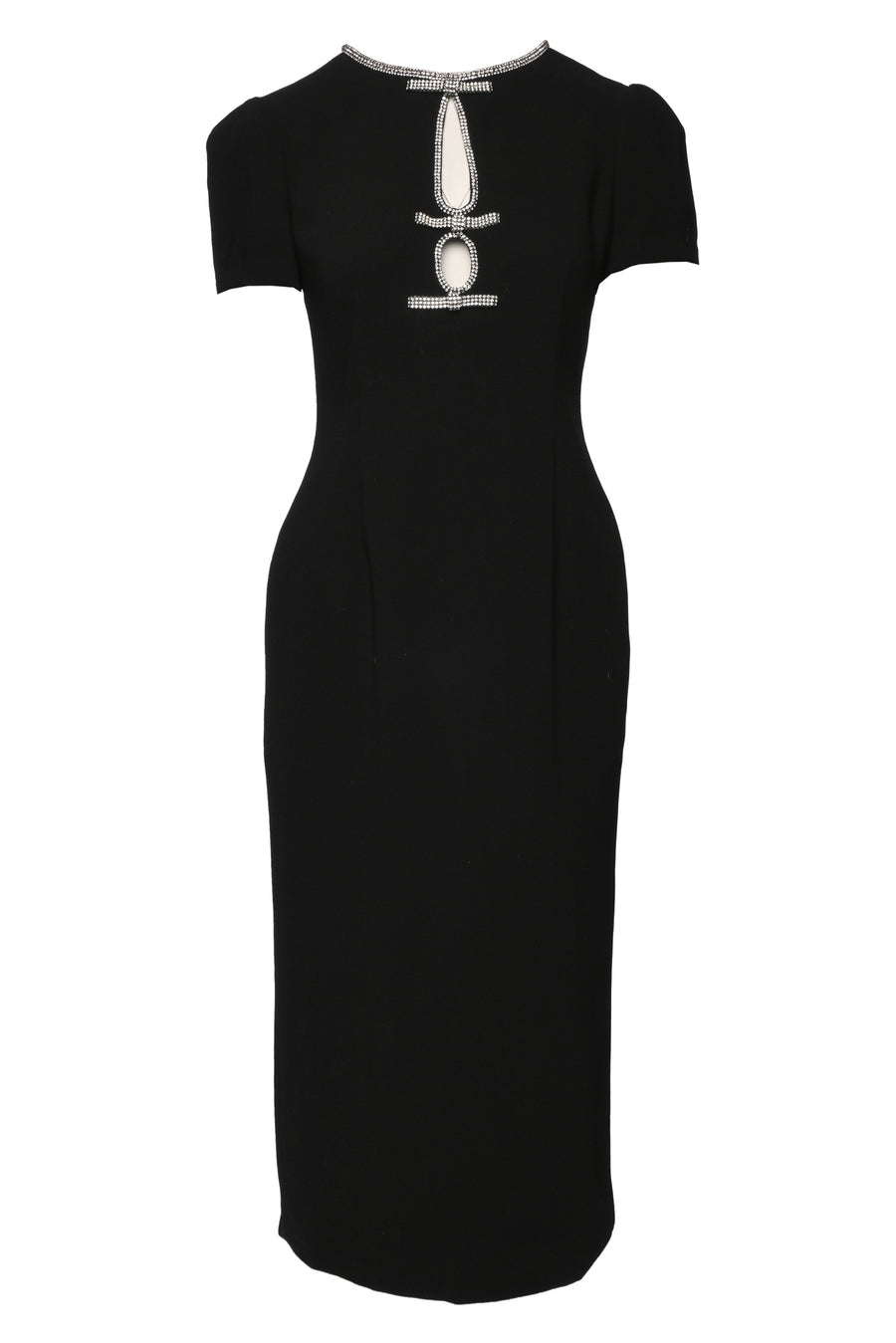 self portrait black crepe diamante midi dress self-portrait Diamante Bow Midi Dress in Black