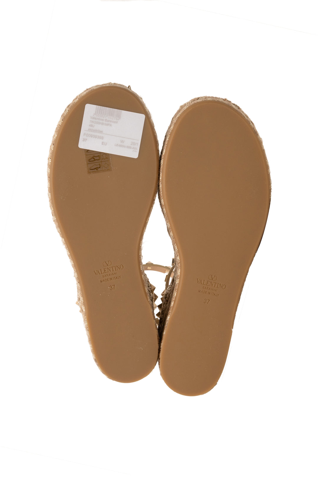 Valentino Size 37 Rockstud Leather Espadrille Wedges