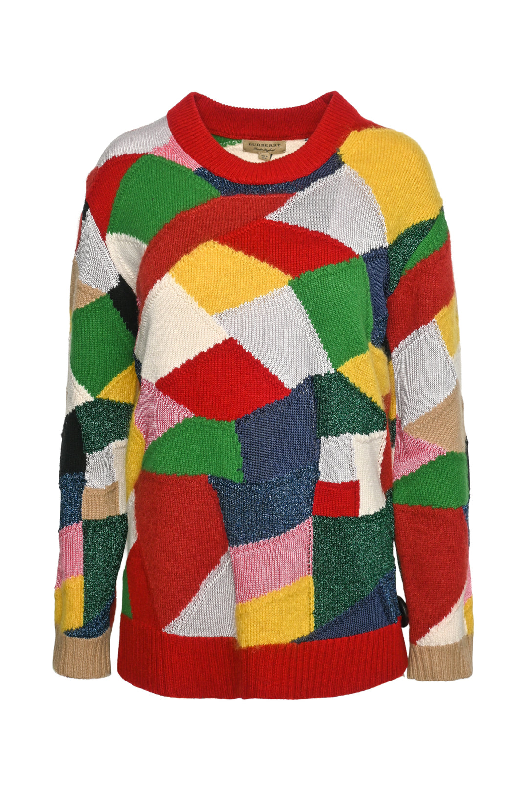 Burberry Size S Patchwork Cashmere And Wool Blend Sweater